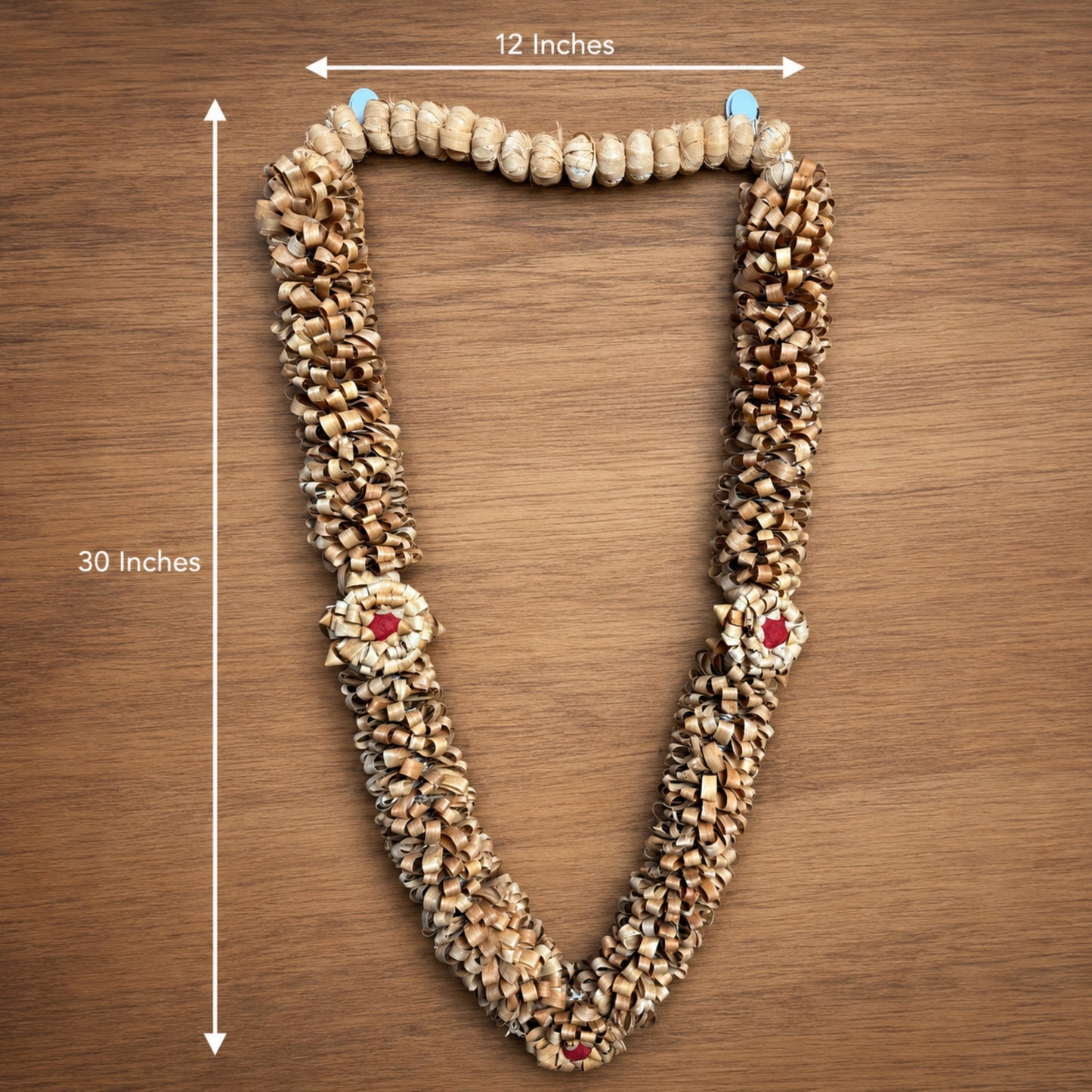 Premium Handmade Sandalwood Mala for Pooja & Temple Decoration | Traditional Wooden Flower Garland | Spiritual Home Decor | Artisan Handcrafted Religious Hanging | Natural Sandalwood Craft | Decorative Gift Item | 30X30X12 Inches