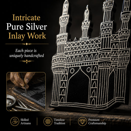Bidri Art Charminar Frame with Pure Silver Inlay – Handcrafted Hyderabad Wall Décor & Tabletop Showpiece | Wooden Frame | 2-in-1 Wall Mount & Stand | Premium Gift (8.5 x 10.5 x 2 Inch)