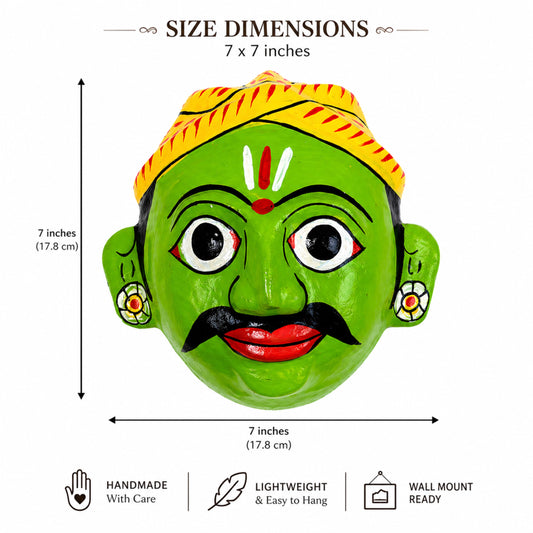Cheriyal Mask Wall Hanging – Handmade & Hand-Painted Telangana Folk Art | Decorative Face Mask for Home, Living Room, Office | Indian Ethnic Décor Gift
