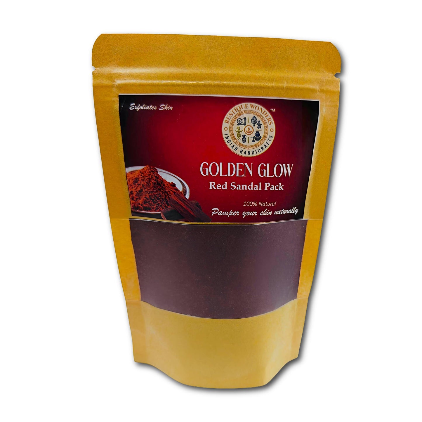 Golden Glow Red Sandalwood Face Pack Powder, 100% Natural Ayurvedic Skincare, 50g