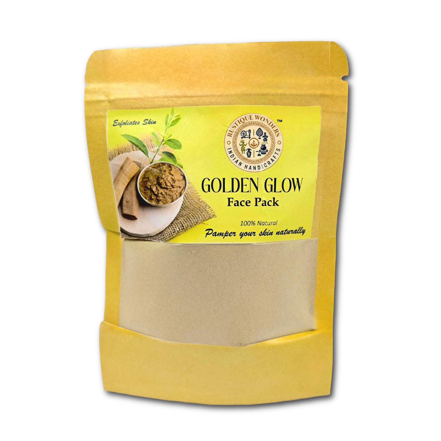 Golden Glow Face Pack, 100% Natural Sandalwood Powder, Exfoliates Skin, 50g