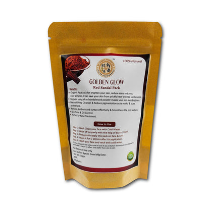 Golden Glow Red Sandalwood Face Pack Powder, 100% Natural Ayurvedic Skincare, 50g
