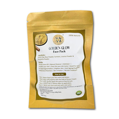 Golden Glow Face Pack, 100% Natural Sandalwood Powder, Exfoliates Skin, 50g