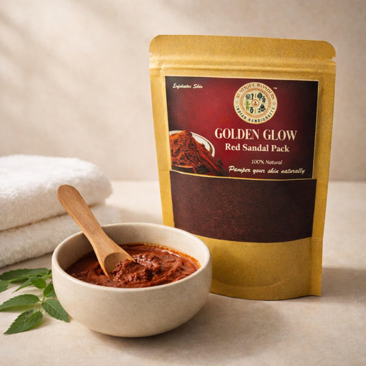 Golden Glow Red Sandalwood Face Pack Powder, 100% Natural Ayurvedic Skincare, 50g