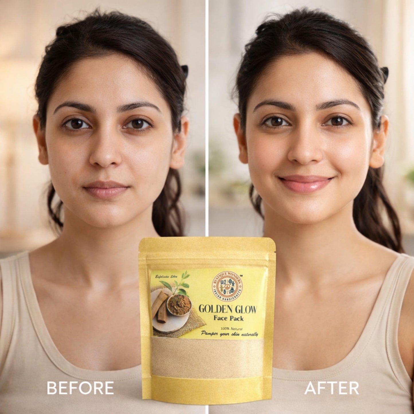 Golden Glow Face Pack, 100% Natural Sandalwood Powder, Exfoliates Skin, 50g