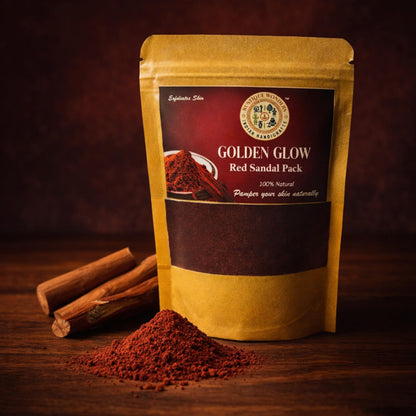 Golden Glow Red Sandalwood Face Pack Powder, 100% Natural Ayurvedic Skincare, 50g