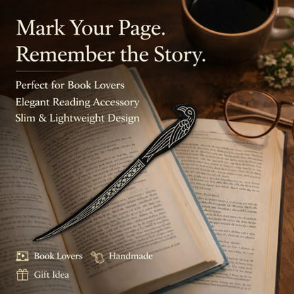 Handmade Bidri Metal Bookmark – Premium Bird Design | 17cm Slim Luxury Book Marker | Traditional Indian Craft | Elegant Gift for Book Lovers & Readers