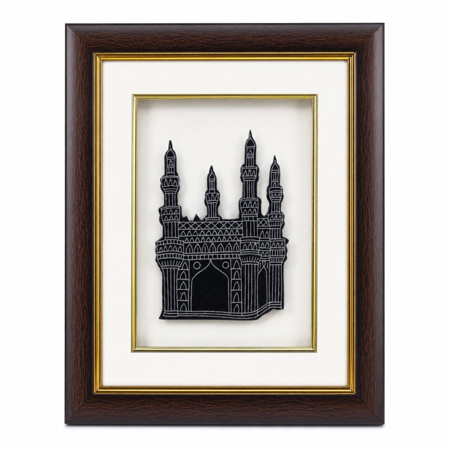 Bidri Art Charminar Frame with Pure Silver Inlay – Handcrafted Hyderabad Wall Décor & Tabletop Showpiece | Wooden Frame | 2-in-1 Wall Mount & Stand | Premium Gift (8.5 x 10.5 x 2 Inch)