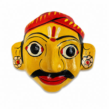 Handcrafted Cheriyal Mask Wall Décor | Traditional Telangana Folk Art | Lightweight Decorative Wall Hanging | 4 Inches