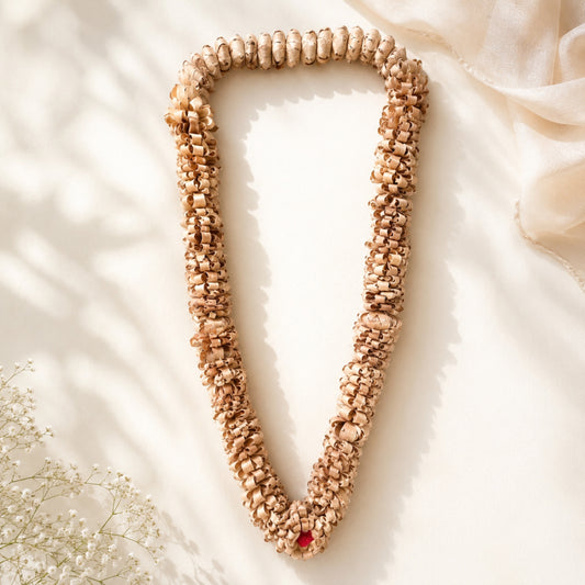 Pure Sandalwood Handmade Mala Garland for Pooja, Wedding & Home Decor – Natural Fragrance Traditional Craft | 30 Inch x 12 Inch