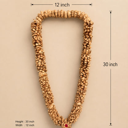 Pure Sandalwood Handmade Mala Garland for Pooja, Wedding & Home Decor – Natural Fragrance Traditional Craft | 30 Inch x 12 Inch