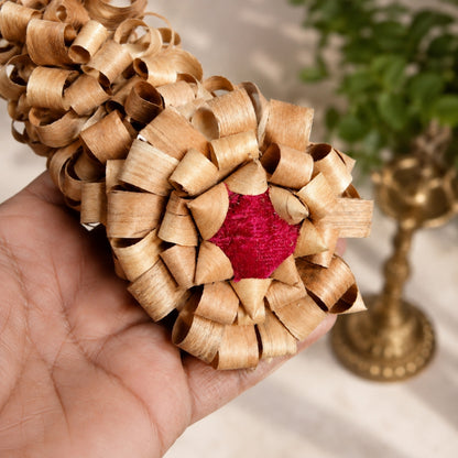 Premium Handmade Sandalwood Mala for Pooja & Temple Decoration | Traditional Wooden Flower Garland | Spiritual Home Decor | Artisan Handcrafted Religious Hanging | Natural Sandalwood Craft | Decorative Gift Item | 30X30X12 Inches