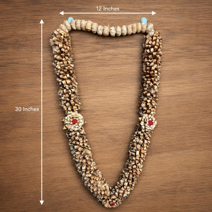 Premium Handmade Sandalwood Mala for Pooja & Temple Decoration | Traditional Wooden Flower Garland | Spiritual Home Decor | Artisan Handcrafted Religious Hanging | Natural Sandalwood Craft | Decorative Gift Item | 30X30X12 Inches