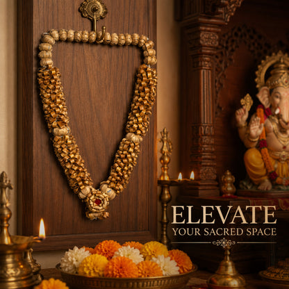Premium Natural Sandalwood Decorative Mala for Home Temple & Pooja Room | Handcrafted Traditional Hanging Garland | Eco-Friendly Spiritual Home Décor & Festive Gift | 18X18X10 Inches
