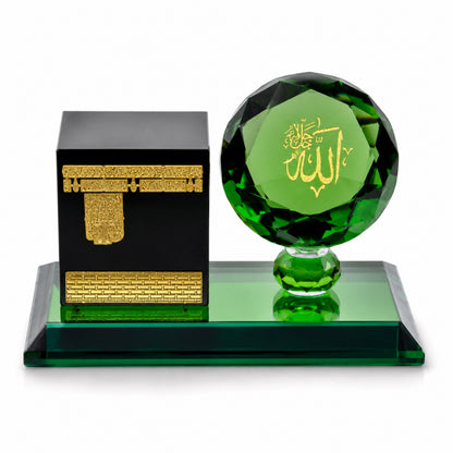 Kaaba Crystal Showpiece with Allah Crystal Accent – Premium Islamic Home Décor, Elegant Eid & Ramadan Gift, Prayer Room & Office Table Decoration, Luxury Gift Box Included (3.5 x 2 x 2 Inches)