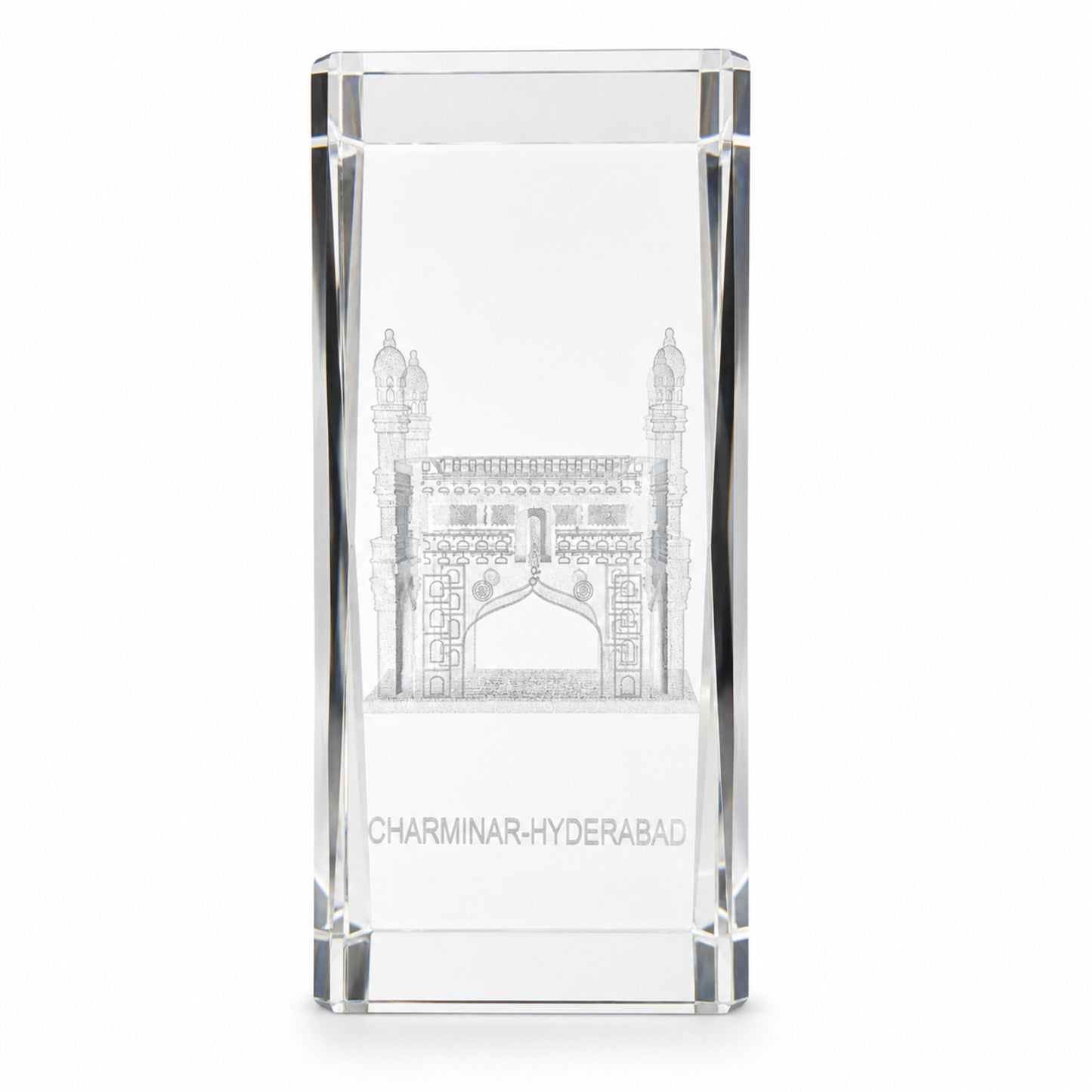 Crystal Charminar Hyderabad Showpiece | Premium Optical Crystal with 3D Laser Engraving | Handmade Souvenir, Home & Office Desk Decor | Gift for Collectors, Corporate Gifting & Hyderabad Lovers | 4.5 x 2 x 2 Inches