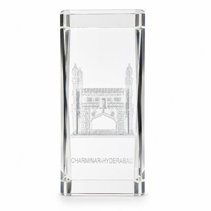 Crystal Charminar Hyderabad Showpiece | Premium Optical Crystal with 3D Laser Engraving | Handmade Souvenir, Home & Office Desk Decor | Gift for Collectors, Corporate Gifting & Hyderabad Lovers | 4.5 x 2 x 2 Inches