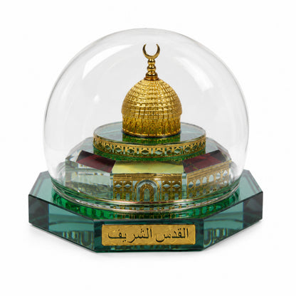 Crystal Masjid Al Aqsa Showpiece with Dome | Premium Crystal Islamic Home Decor | Muslim Gift for Ramadan, Eid, Housewarming & Office Desk Decoration| 3 x 3.5 x 3.5 Inch