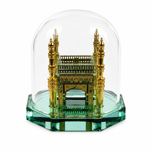Crystal Charminar Showpiece with Crystal Dome | Premium Hyderabad Monument Souvenir | Luxury Home Décor | Office Desk Decoration | Heritage Collectible Gift | 3.5 x 3 x 3 Inches