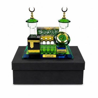 Crystal Kaaba Desk Clock Showpiece with Premium Gift Box | Islamic Crystal Table Clock | Mecca Kaaba Decorative Desktop Showpiece | Luxury Eid Ramadan Home Office Gift | 4.5 x 4.5 x 2.5 Inches