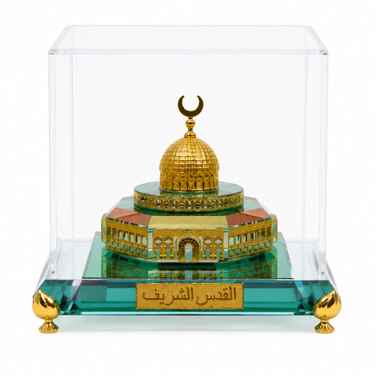 Crystal Masjid Al Aqsa Showpiece with Premium Gift Box & Crystal Display Case | Islamic Home Decor | Ramadan, Eid & Housewarming Gift | Luxury Crystal Collectible | 3.5 x 3.5 x 3.5 Inches