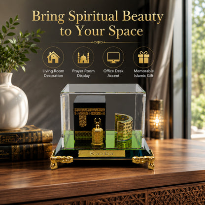 Premium Crystal Kaaba Showpiece Islamic Home Decor & Gift | Luxury Glass Display for Living Room, Prayer Room & Office | 2.6 x 3.5 x 3 Inches