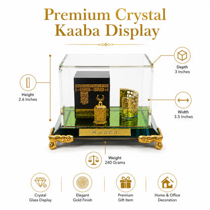 Premium Crystal Kaaba Showpiece Islamic Home Decor & Gift | Luxury Glass Display for Living Room, Prayer Room & Office | 2.6 x 3.5 x 3 Inches