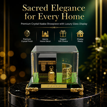 Premium Crystal Kaaba Showpiece Islamic Home Decor & Gift | Luxury Glass Display for Living Room, Prayer Room & Office | 2.6 x 3.5 x 3 Inches