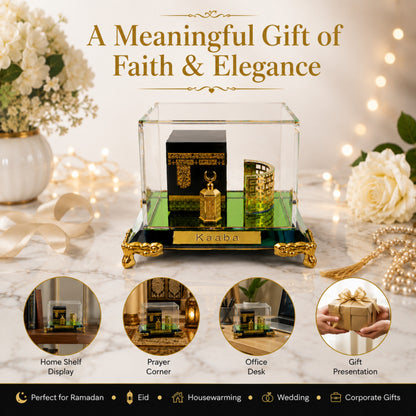 Premium Crystal Kaaba Showpiece Islamic Home Decor & Gift | Luxury Glass Display for Living Room, Prayer Room & Office | 2.6 x 3.5 x 3 Inches