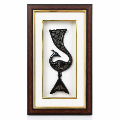 Handmade Bidri Art Peacock Wall Hanging & Table Top Decor Frame with Pure Silver & Copper Inlay | Traditional Indian Metal Craft Home Décor Gift | Premium Wooden Frame | Black Finish | 8 x 13.5 x 1.5 Inch