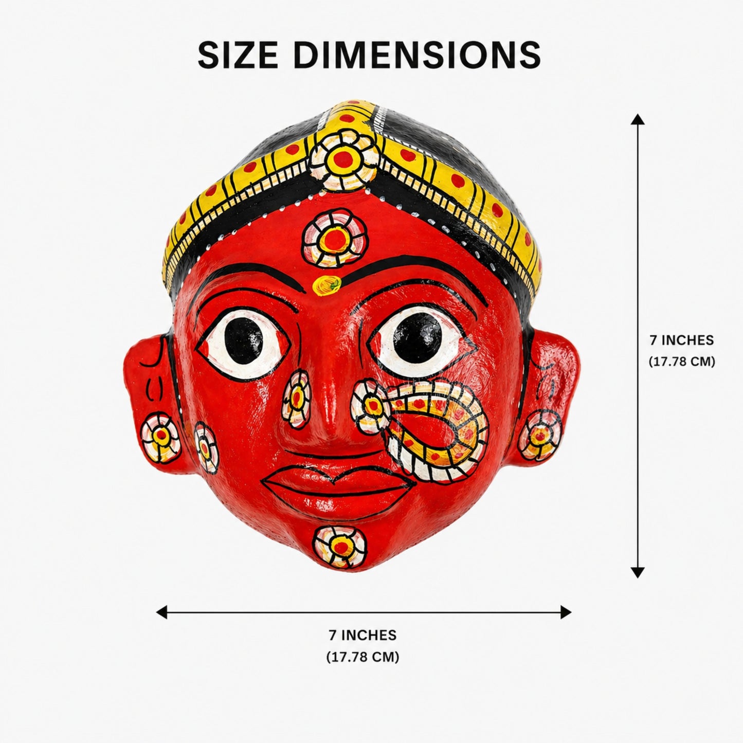 Handmade Cheriyal Mask Wall Hanging – Traditional Indian Folk Art Décor | Hand-Painted Telangana Face Mask | Ethnic Home Wall Decoration | Unique Artisan Gift (7x7 Inch)
