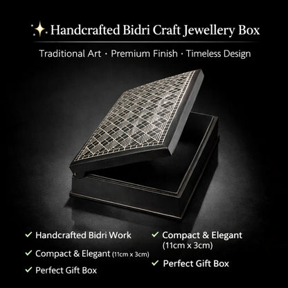 Bidriware Jewellery Box Handmade – Silver Inlay Metal Storage Box | Decorative Trinket Organizer for Rings, Earrings & Wedding Gifts