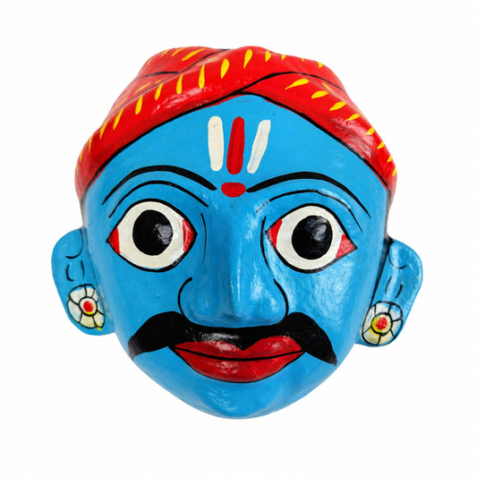 Cheriyal Mask Wall Decor – Handmade Traditional Telangana Art, Hand-Painted Wooden Face Mask, Ethnic Home Decoration for Living Room, Wall Hanging, Unique Gift Item