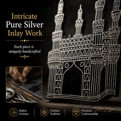 Bidri Art Charminar Frame with Pure Silver Inlay – Handcrafted Hyderabad Wall Décor & Tabletop Showpiece | Wooden Frame | 2-in-1 Wall Mount & Stand | Premium Gift (8.5 x 10.5 x 2 Inch)