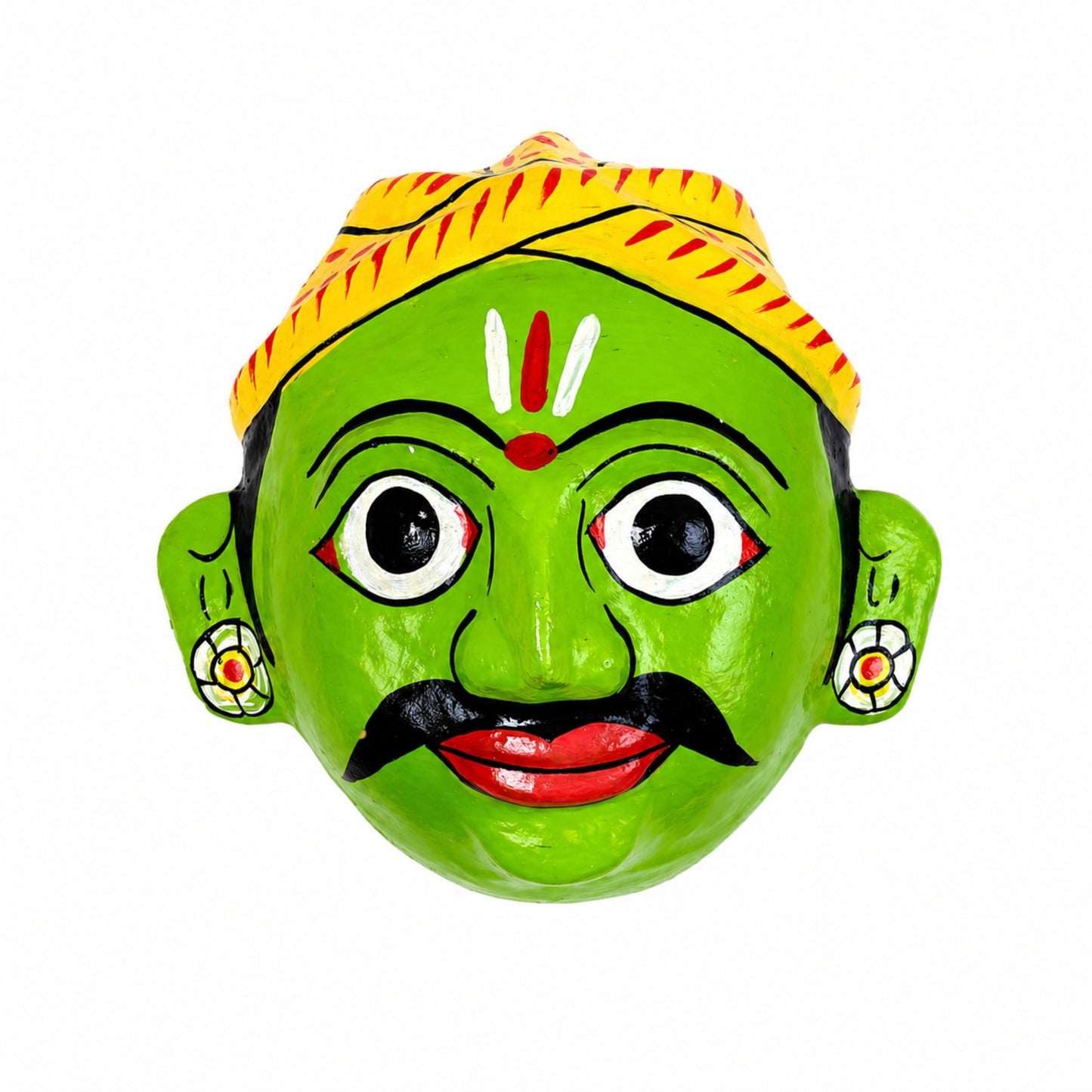 Cheriyal Mask Wall Hanging – Handmade & Hand-Painted Telangana Folk Art | Decorative Face Mask for Home, Living Room, Office | Indian Ethnic Décor Gift