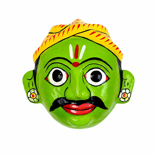Cheriyal Mask Wall Hanging – Handmade & Hand-Painted Telangana Folk Art | Decorative Face Mask for Home, Living Room, Office | Indian Ethnic Décor Gift