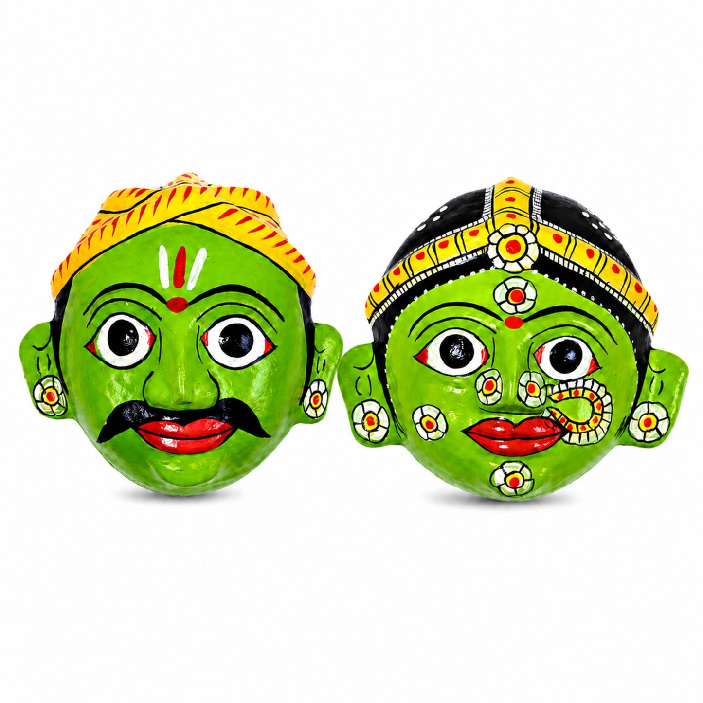 Handcrafted Cheriyal Mask Wall Decor (4x4 Inch) | Traditional Indian Folk Art Face Mask | Wooden Hand-Painted Wall Hanging | Cultural Home Decor & Gift