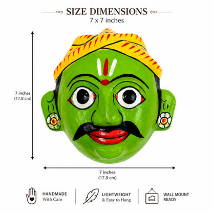 Cheriyal Mask Wall Hanging – Handmade & Hand-Painted Telangana Folk Art | Decorative Face Mask for Home, Living Room, Office | Indian Ethnic Décor Gift