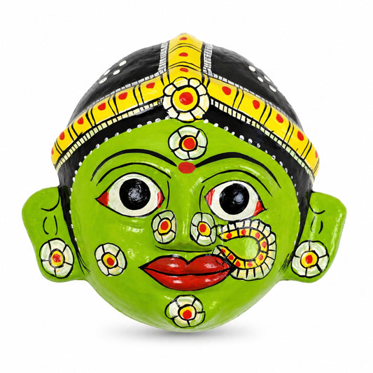 Handcrafted Cheriyal Mask Wall Decor – Traditional Indian Folk Art Face Mask | Telangana Handmade Wall Hanging for Home Decor & Gifting, 7 Inch