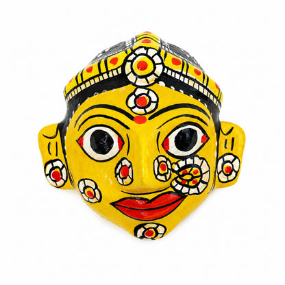 Handcrafted Cheriyal Mask Wall Decor (4x4 Inch) | Authentic Telangana Folk Art | Wooden Hand-Painted Face Mask | Traditional Indian Home Decor | Ethnic Wall Hanging Gift Item