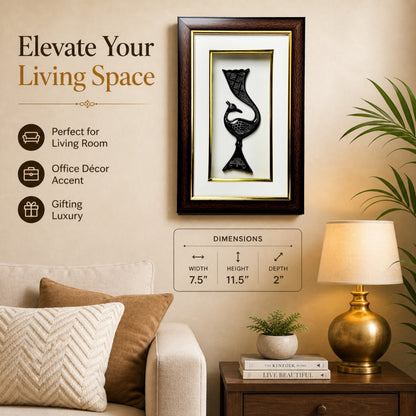 Premium Bidri Peacock Decorative Frame | Handcrafted Silver Inlay Art for Home Décor | 7.5 x 11.5 Inches